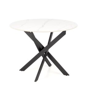 Ruokapöytä EDGAR 2, valkoinen marmori / musta