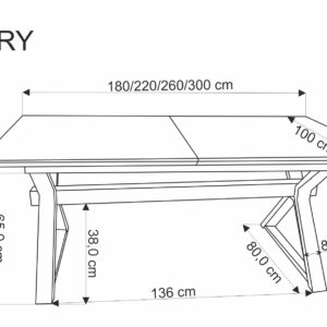 Pidentävä ruokapöytä HENRY, luonnollinen / musta