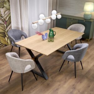 Pidentävä ruokapöytä HENRY, luonnollinen / musta