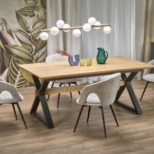 Pidentävä ruokapöytä HENRY, luonnollinen / musta