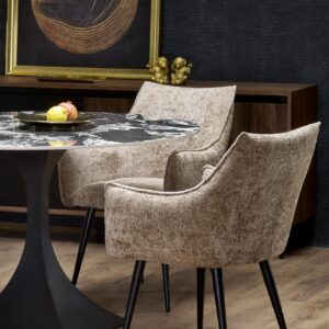 Pöytä MANVIL, pyöreä, musta marmori / musta