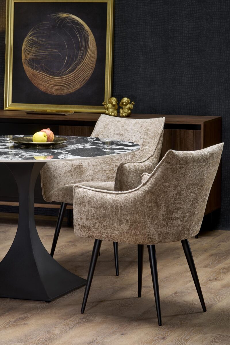 Pöytä MANVIL, pyöreä, musta marmori / musta