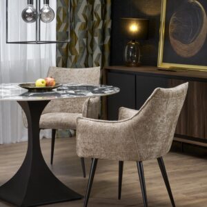 Pöytä MANVIL, pyöreä, musta marmori / musta