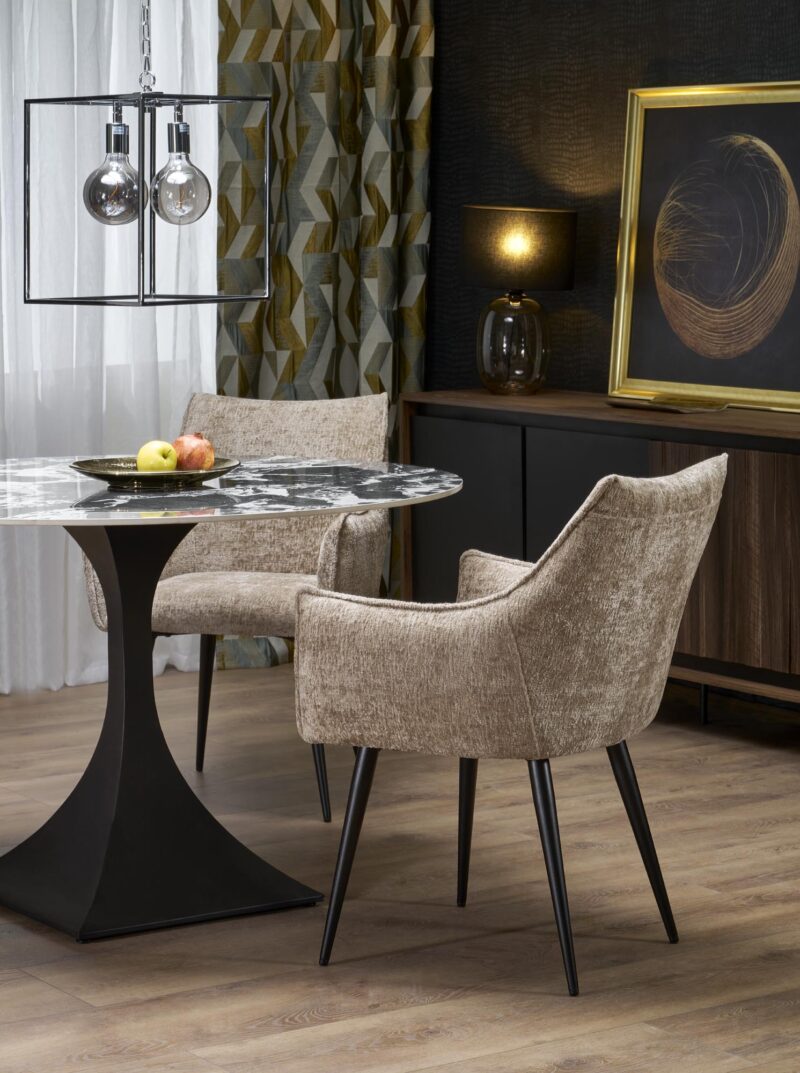 Pöytä MANVIL, pyöreä, musta marmori / musta