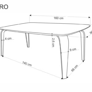 Ruokapöytä PEDRAN, pähkinäpuu / musta