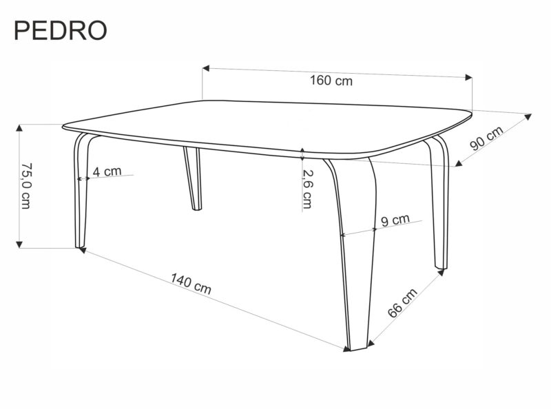 Ruokapöytä PEDRAN, pähkinäpuu / musta
