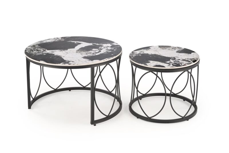 Kahvipöytä ALEXERA, musta marmor / musta