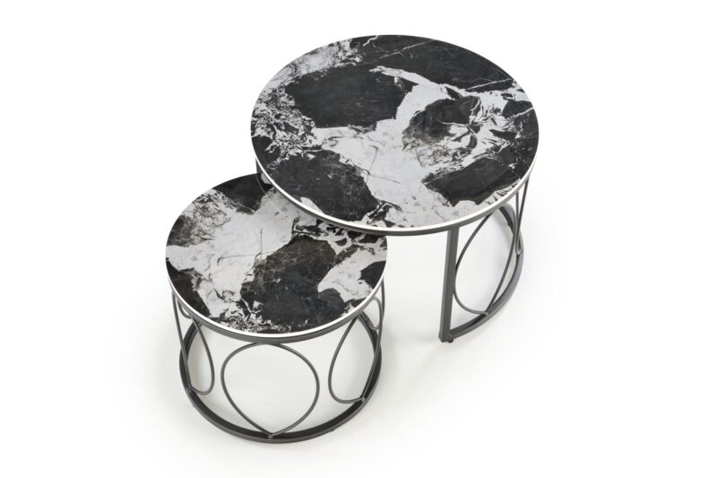 Kahvipöytä ALEXERA, musta marmor / musta