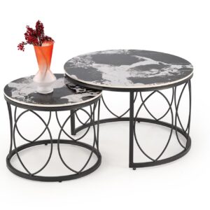 Kahvipöytä ALEXERA, musta marmor / musta