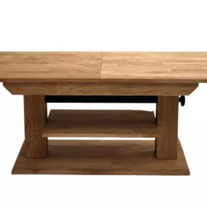Pidennettävä puinen sohvapöytä hyllyllä
