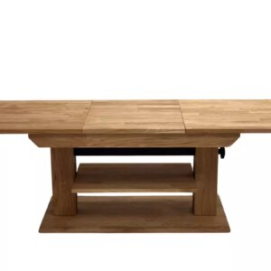 Pidennettävä puinen sohvapöytä hyllyllä