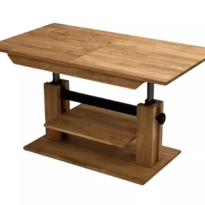 Pidennettävä puinen sohvapöytä hyllyllä