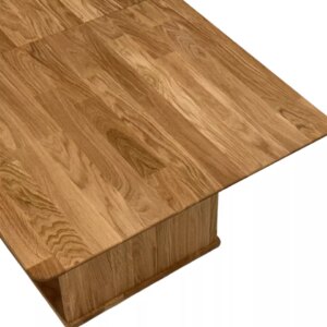 Laajennettava sohvapöytä säädettävällä korkeudella ja lasihyllyllä