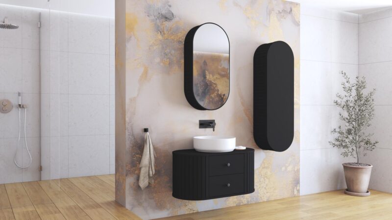 Peilikaappi VENEZIANO, matt musta