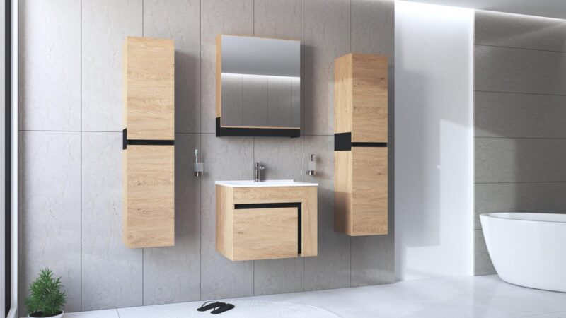 Pesukaappi DOVANI 60, tammi / musta