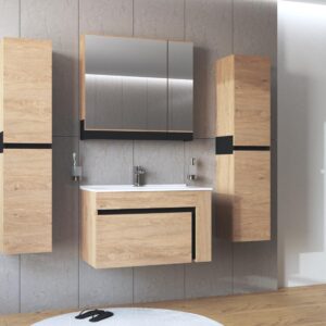 Pesukapp DOVANI 80, tammi / musta