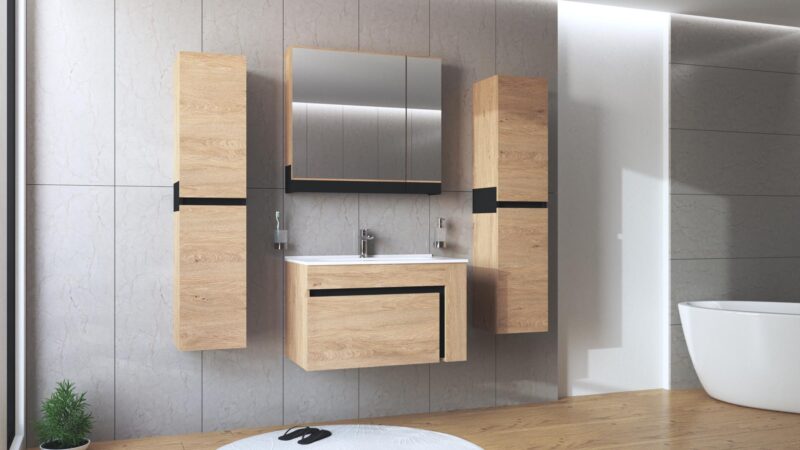 Pesukapp DOVANI 80, tammi / musta