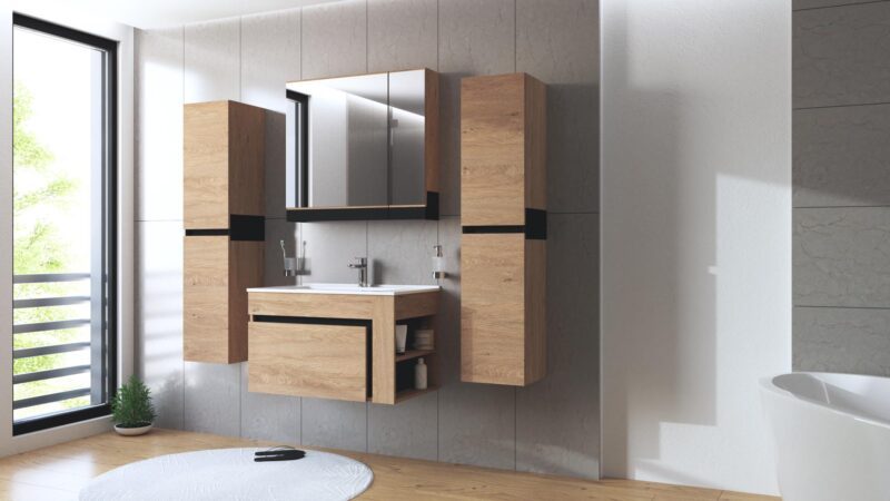 Allaskaappi DUVINA SL, kultatammi / musta