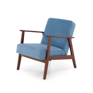 Nojatuoli MILAVOR 1S, sininen / tumma pähkinä