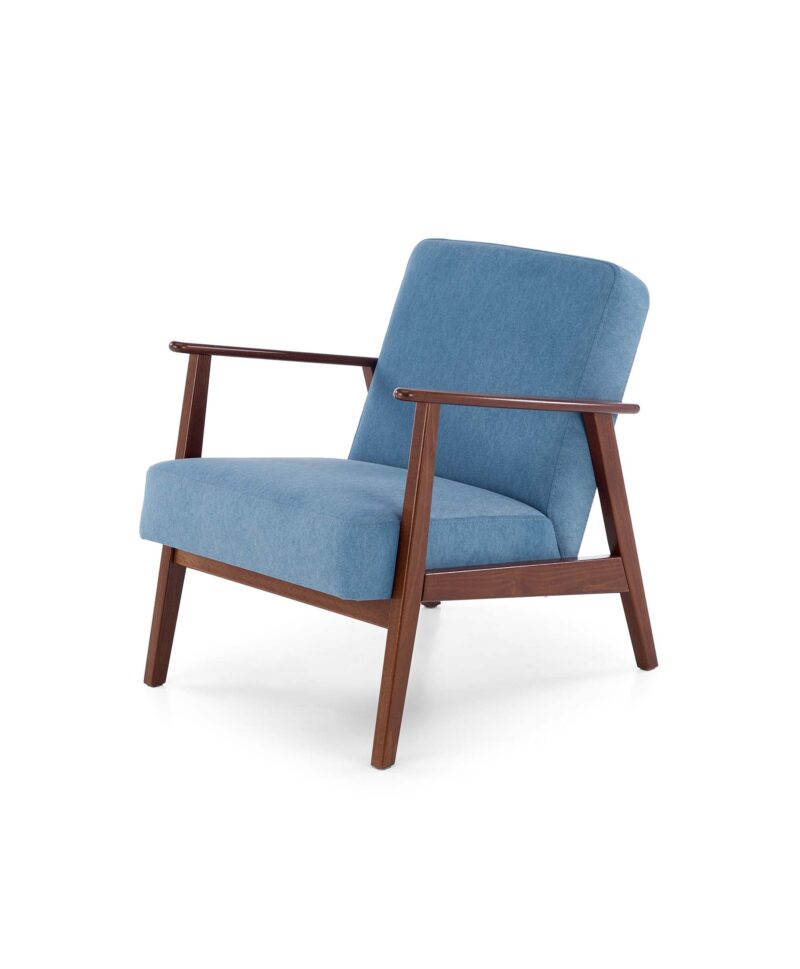 Nojatuoli MILAVOR 1S, sininen / tumma pähkinä