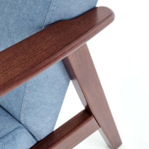 Nojatuoli MILAVOR 1S, sininen / tumma pähkinä