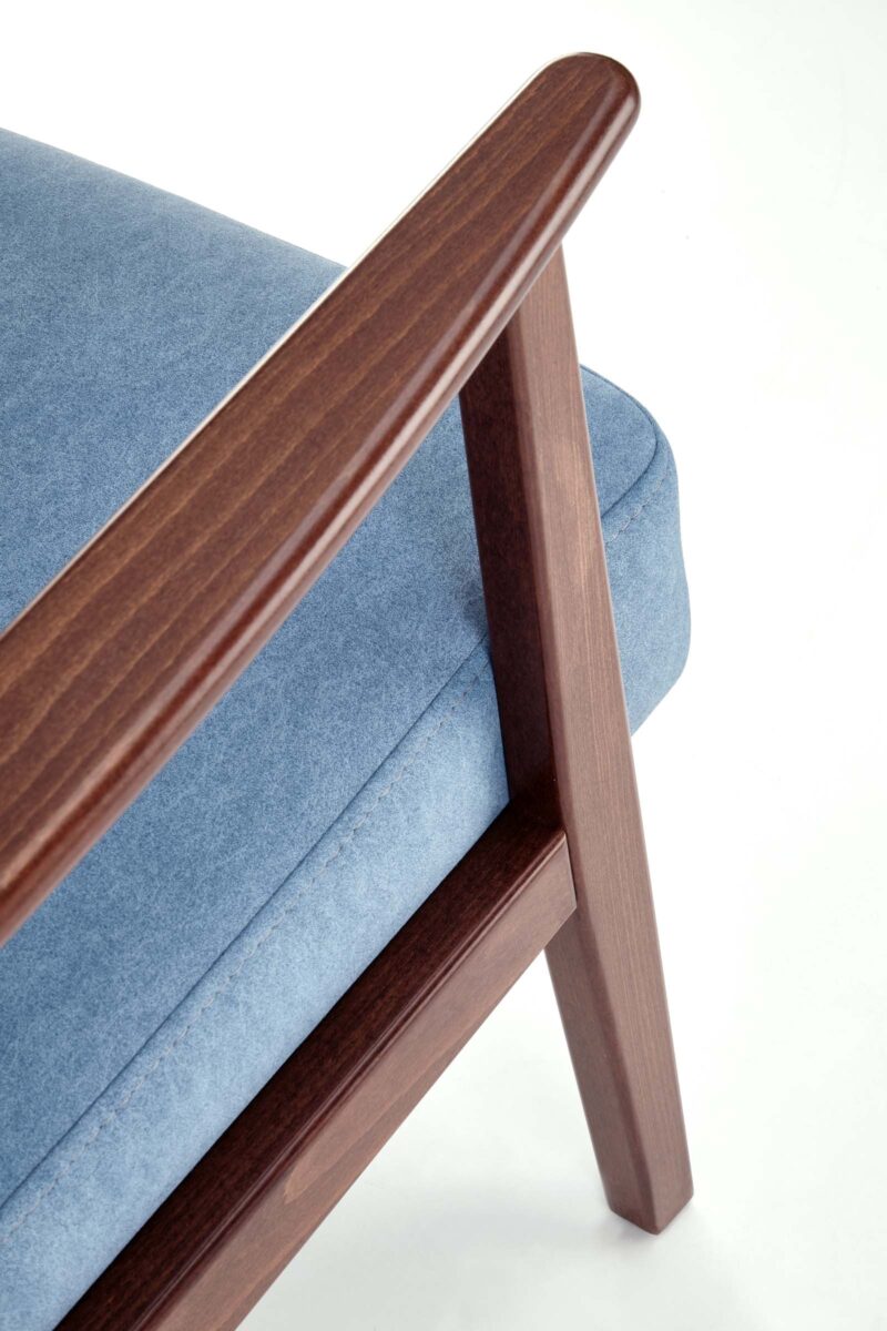 Nojatuoli MILAVOR 1S, sininen / tumma pähkinä