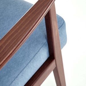 Nojatuoli MILAVOR 1S, sininen / tumma pähkinä