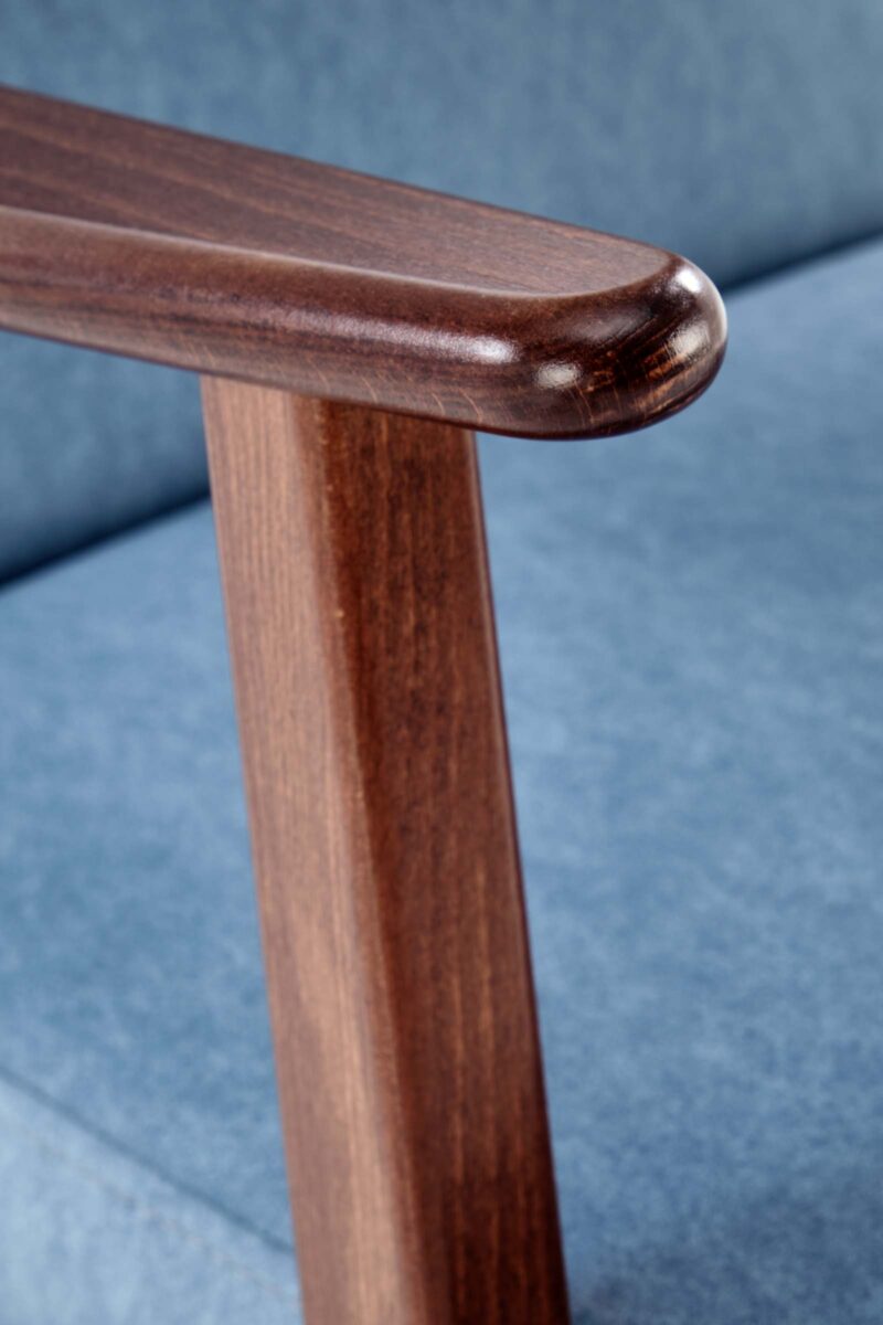 Nojatuoli MILAVOR 1S, sininen / tumma pähkinä