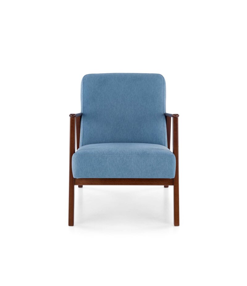 Nojatuoli MILAVOR 1S, sininen / tumma pähkinä