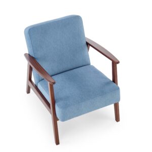 Nojatuoli MILAVOR 1S, sininen / tumma pähkinä