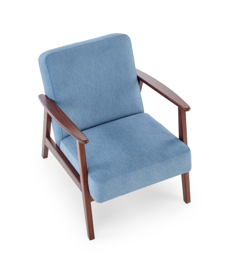 Nojatuoli MILAVOR 1S, sininen / tumma pähkinä