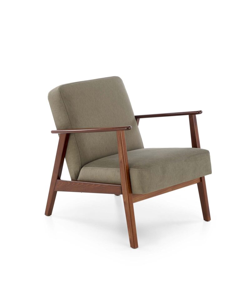 Nojatuoli MILAVOR 1S, oliivi / tumma pähkinä