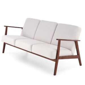 Sohva MILAVOR 3S vaaleanbeige/ tumma pähkinä