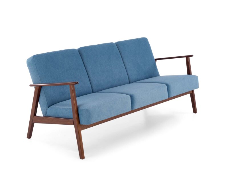 Sohva MILAVOR 3S, sininen / tumman pähkinänruskea