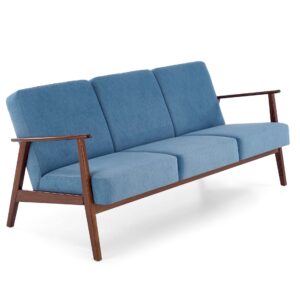 Sohva MILAVOR 3S, sininen / tumman pähkinänruskea