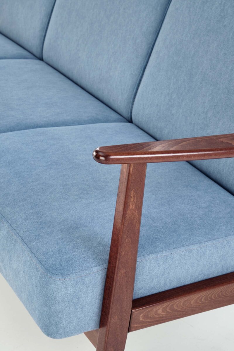 Sohva MILAVOR 3S, sininen / tumman pähkinänruskea