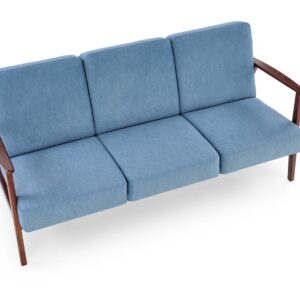 Sohva MILAVOR 3S, sininen / tumman pähkinänruskea