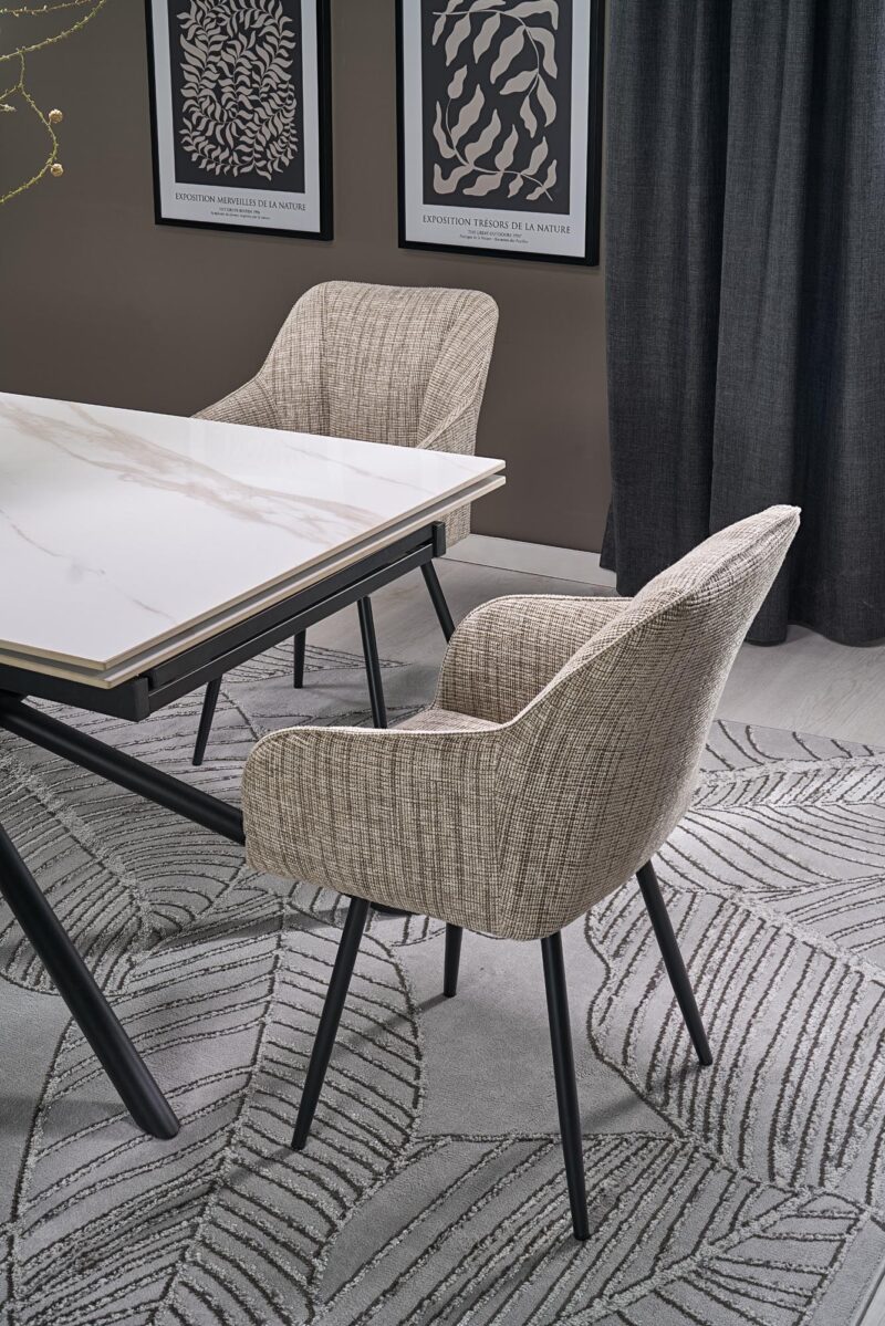 Pidentävä ruokapöytä VITORINA, valkoinen marmor.