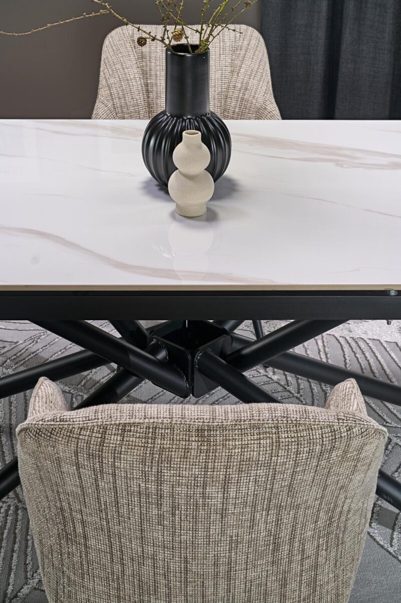 Pidentävä ruokapöytä VITORINA, valkoinen marmor.