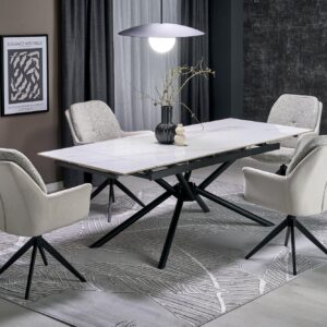 Pidentävä ruokapöytä VITORINA, valkoinen marmor.