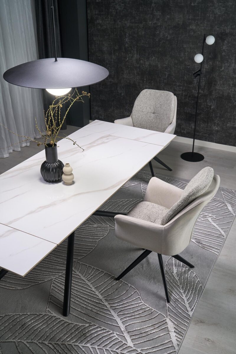 Pidentävä ruokapöytä VITORINA, valkoinen marmor.