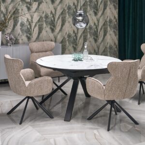 Pidentävä ruokapöytä VERTI, valkoinen marmor.