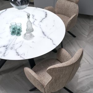 Pidentävä ruokapöytä VERTI, valkoinen marmor.