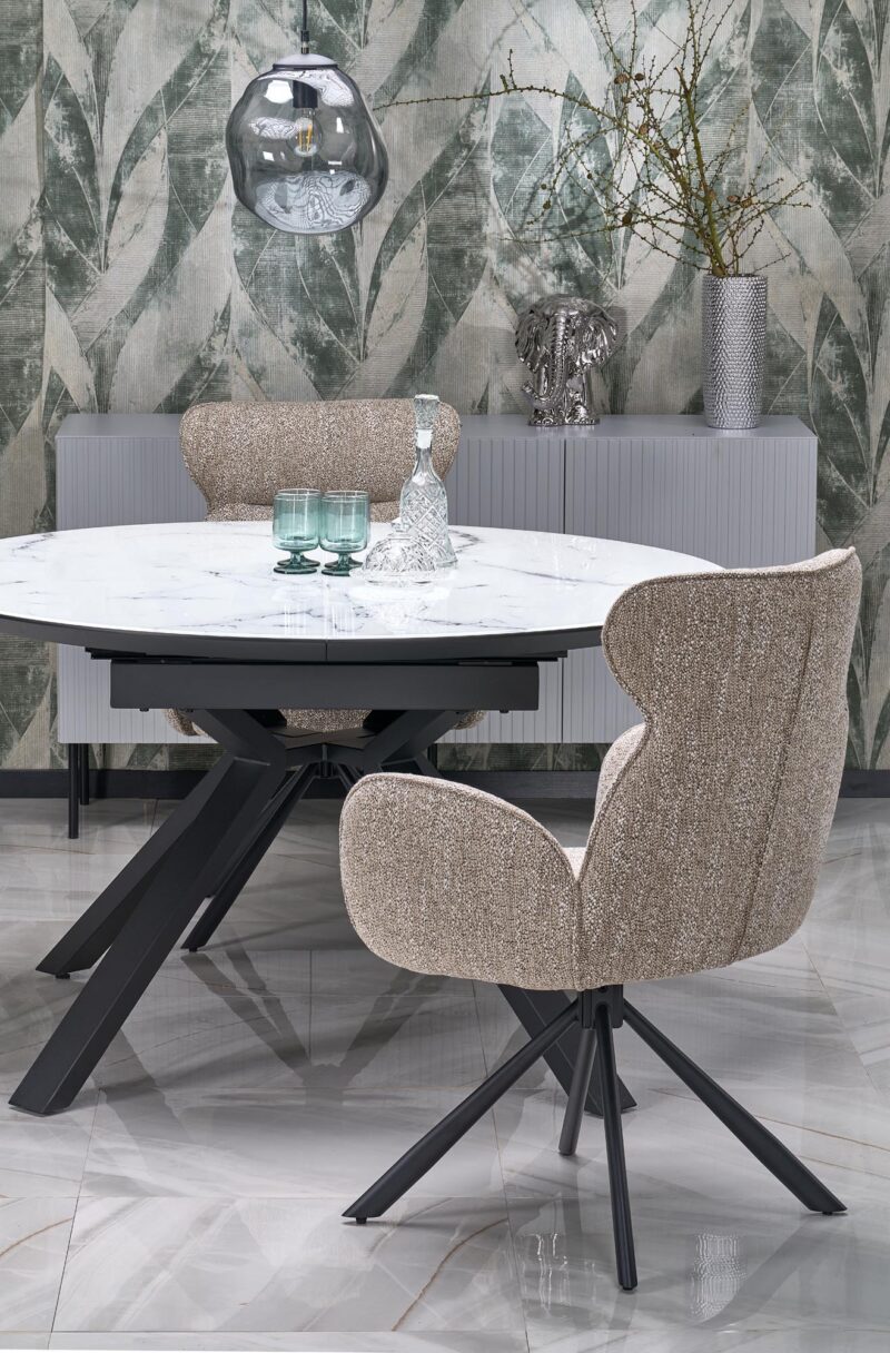 Pidentävä ruokapöytä VERTI, valkoinen marmor.