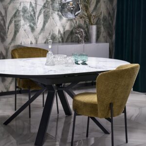 Pidentävä ruokapöytä VERTI, valkoinen marmor.