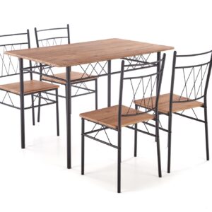 FAUST-setti, pöytä + 4 tuolia / luonnon tammi / musta