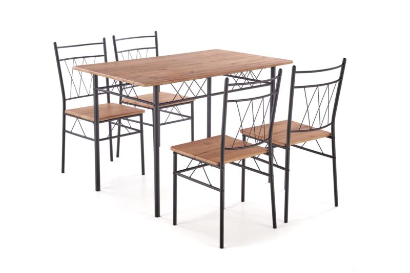 FAUST-setti, pöytä + 4 tuolia / luonnon tammi / musta