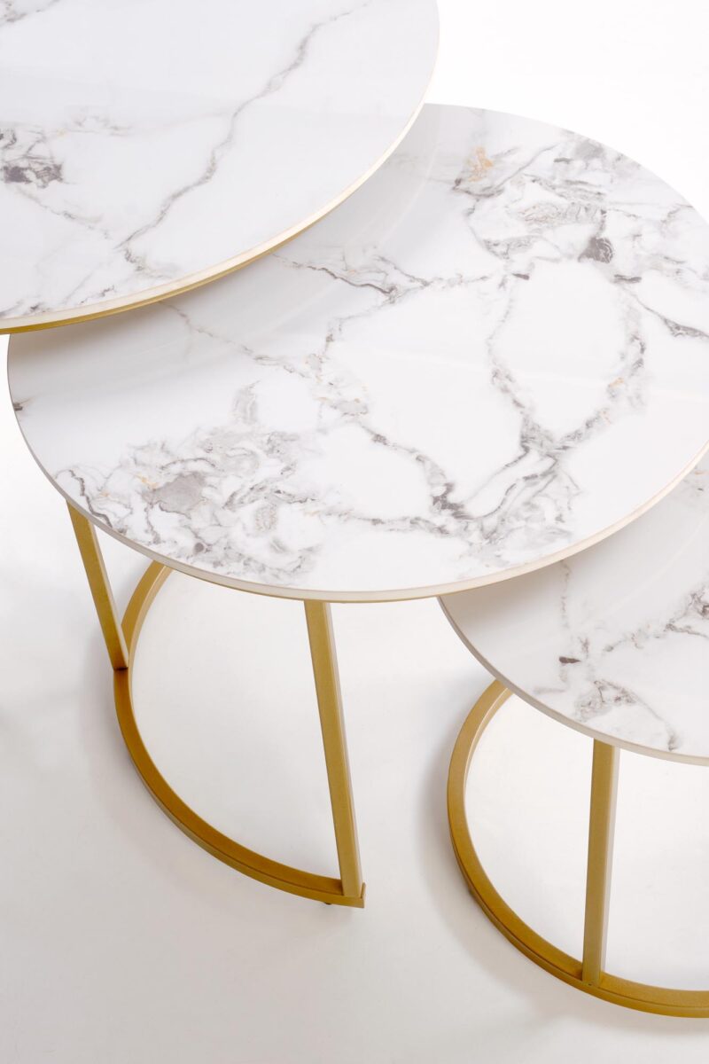 Kahvilatikkusarja GILDA, valkoinen marmor / kulta