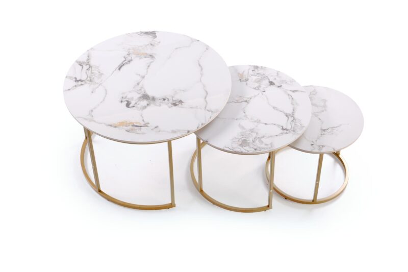 Kahvilatikkusarja GILDA, valkoinen marmor / kulta