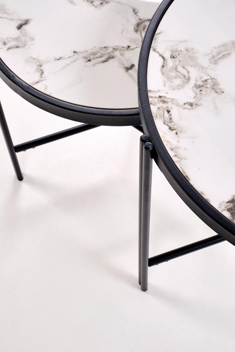 Kahvilakoonnin komplekti FATIMA, valkoinen marmori / musta